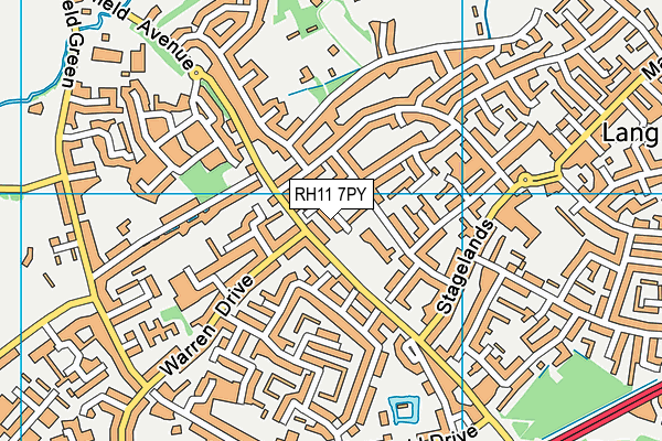 RH11 7PY map - OS VectorMap District (Ordnance Survey)