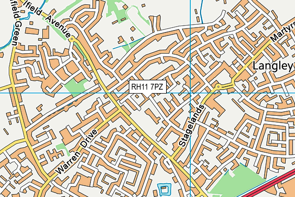 RH11 7PZ map - OS VectorMap District (Ordnance Survey)