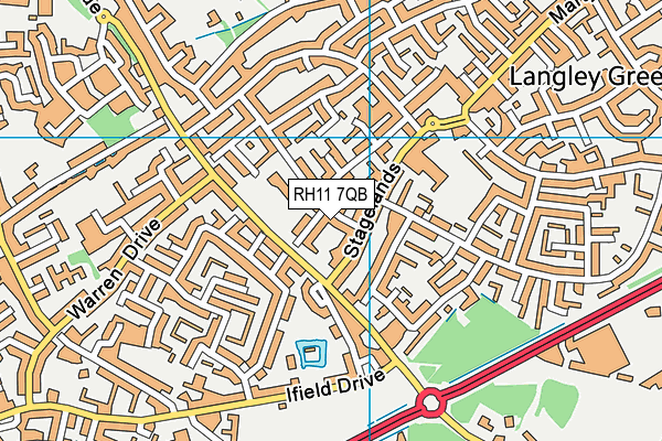 RH11 7QB map - OS VectorMap District (Ordnance Survey)