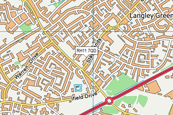 RH11 7QD map - OS VectorMap District (Ordnance Survey)