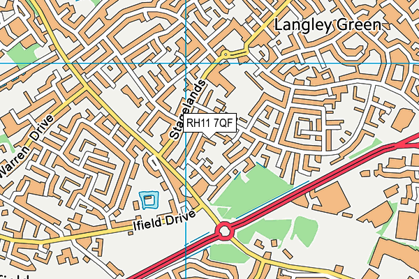 RH11 7QF map - OS VectorMap District (Ordnance Survey)