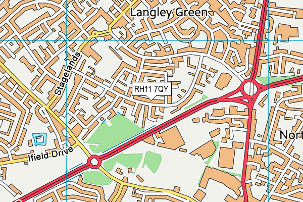 RH11 7QY map - OS VectorMap District (Ordnance Survey)