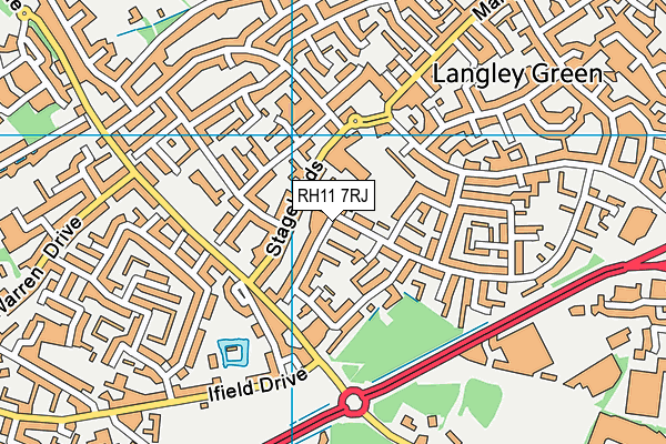 RH11 7RJ map - OS VectorMap District (Ordnance Survey)