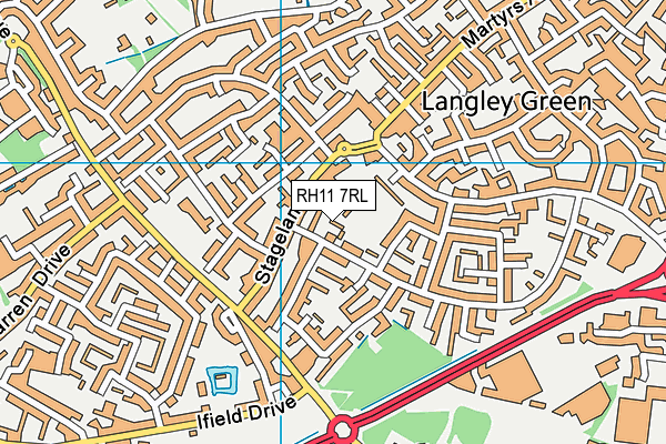 RH11 7RL map - OS VectorMap District (Ordnance Survey)