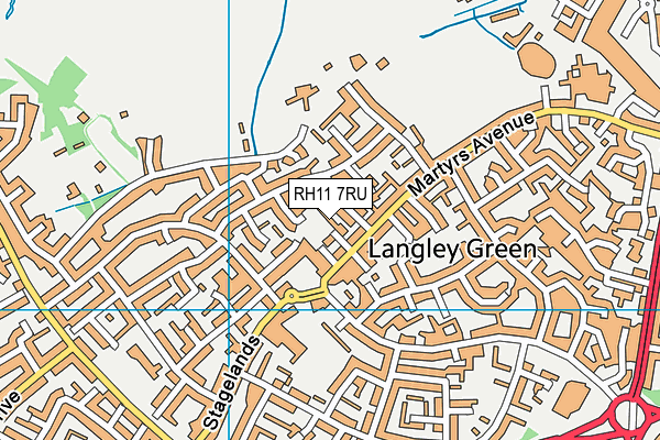 RH11 7RU map - OS VectorMap District (Ordnance Survey)