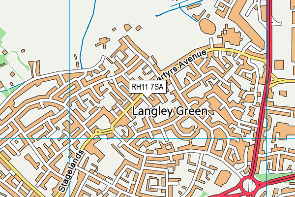 RH11 7SA map - OS VectorMap District (Ordnance Survey)