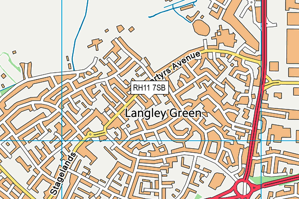 RH11 7SB map - OS VectorMap District (Ordnance Survey)