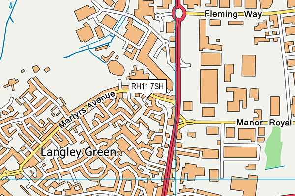 RH11 7SH map - OS VectorMap District (Ordnance Survey)