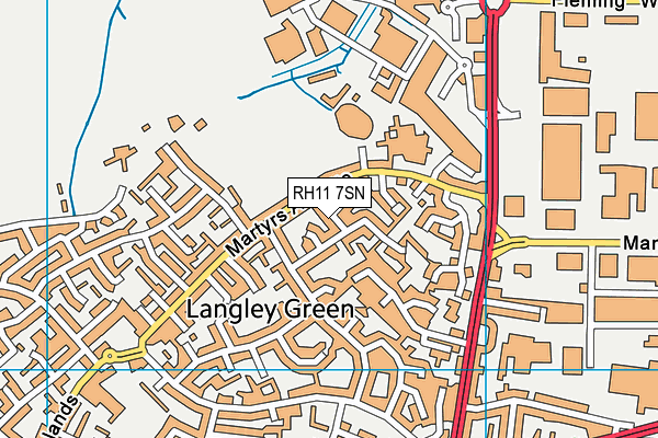 RH11 7SN map - OS VectorMap District (Ordnance Survey)
