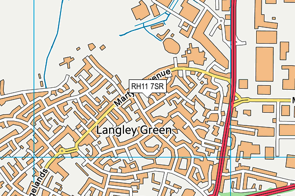 RH11 7SR map - OS VectorMap District (Ordnance Survey)