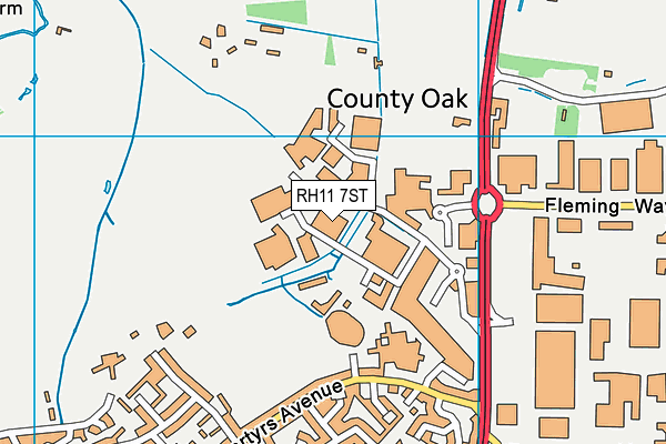 RH11 7ST map - OS VectorMap District (Ordnance Survey)