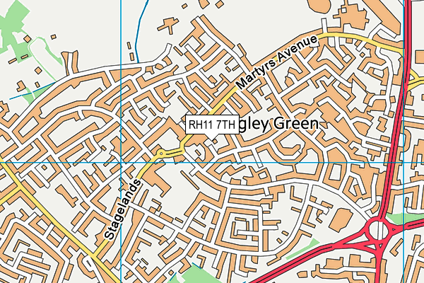 RH11 7TH map - OS VectorMap District (Ordnance Survey)