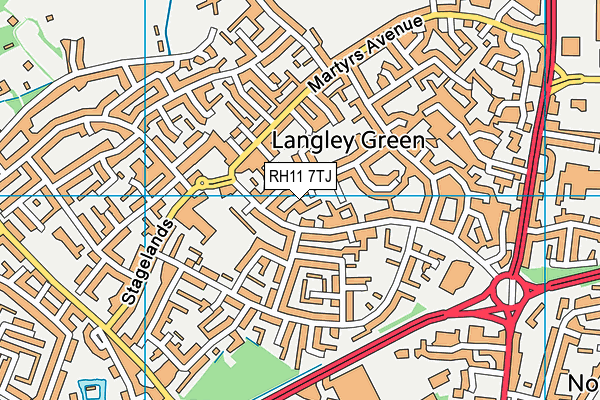 RH11 7TJ map - OS VectorMap District (Ordnance Survey)