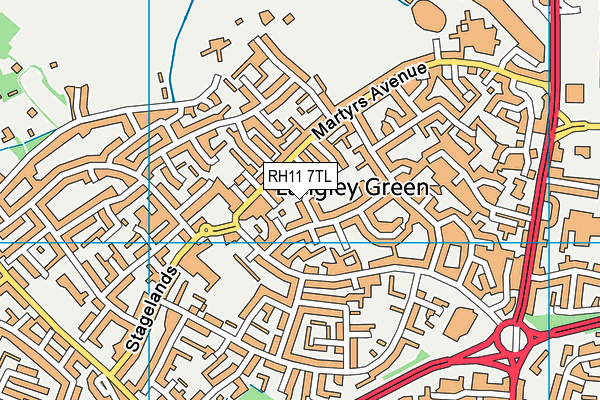 RH11 7TL map - OS VectorMap District (Ordnance Survey)