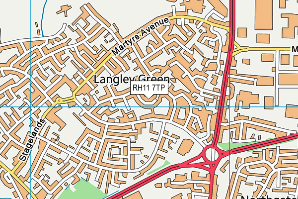 RH11 7TP map - OS VectorMap District (Ordnance Survey)