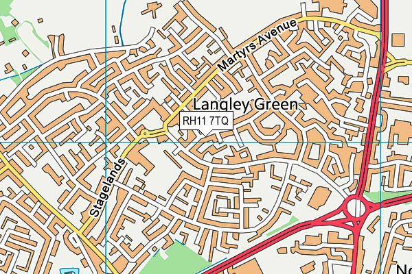 RH11 7TQ map - OS VectorMap District (Ordnance Survey)