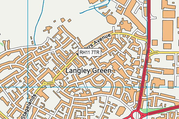 RH11 7TR map - OS VectorMap District (Ordnance Survey)