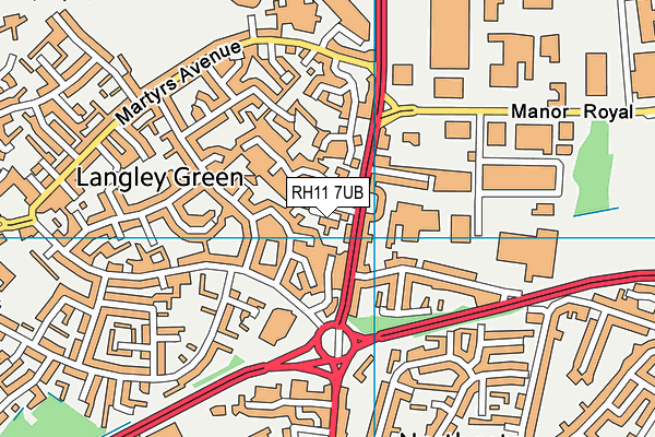 RH11 7UB map - OS VectorMap District (Ordnance Survey)