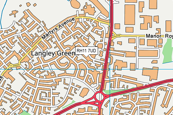 RH11 7UD map - OS VectorMap District (Ordnance Survey)