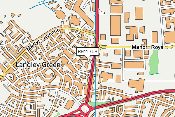 RH11 7UH map - OS VectorMap District (Ordnance Survey)