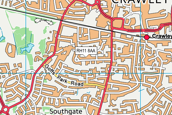 RH11 8AA map - OS VectorMap District (Ordnance Survey)