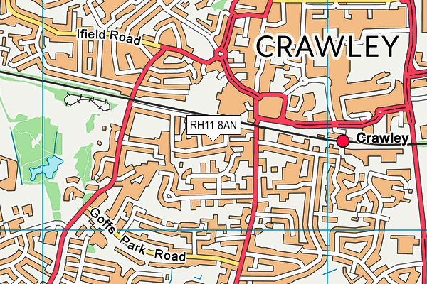 RH11 8AN map - OS VectorMap District (Ordnance Survey)