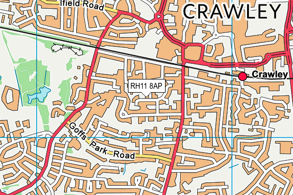 RH11 8AP map - OS VectorMap District (Ordnance Survey)