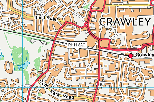 RH11 8AQ map - OS VectorMap District (Ordnance Survey)