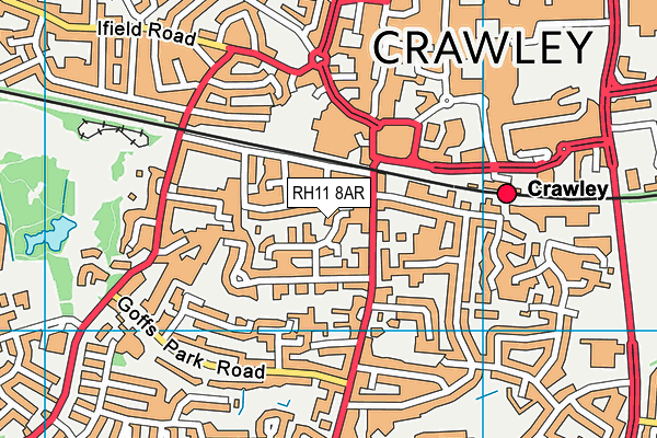 RH11 8AR map - OS VectorMap District (Ordnance Survey)