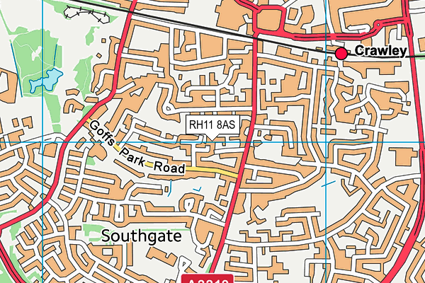 RH11 8AS map - OS VectorMap District (Ordnance Survey)