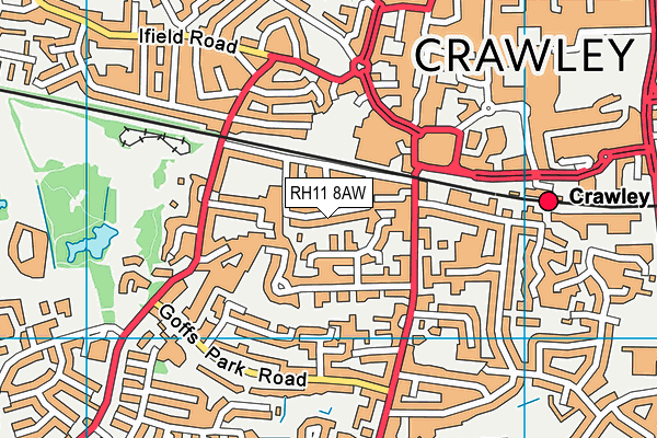 RH11 8AW map - OS VectorMap District (Ordnance Survey)