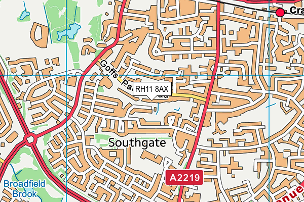 RH11 8AX map - OS VectorMap District (Ordnance Survey)