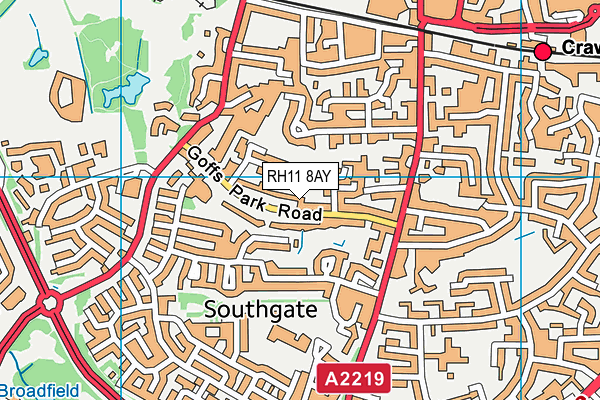 RH11 8AY map - OS VectorMap District (Ordnance Survey)