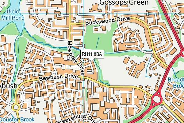 RH11 8BA map - OS VectorMap District (Ordnance Survey)