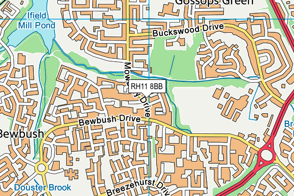 RH11 8BB map - OS VectorMap District (Ordnance Survey)