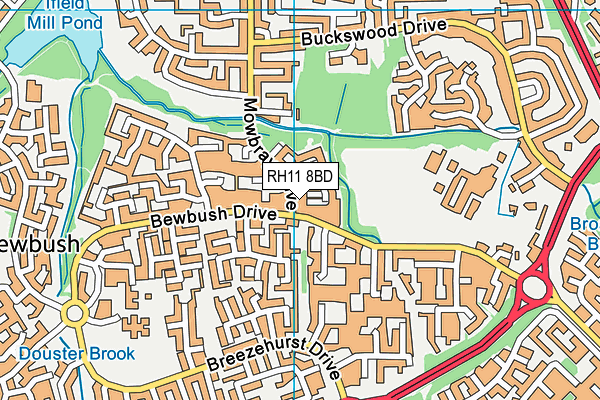 RH11 8BD map - OS VectorMap District (Ordnance Survey)