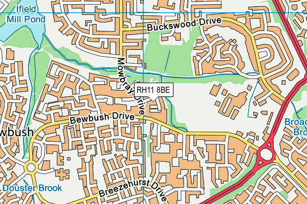 RH11 8BE map - OS VectorMap District (Ordnance Survey)