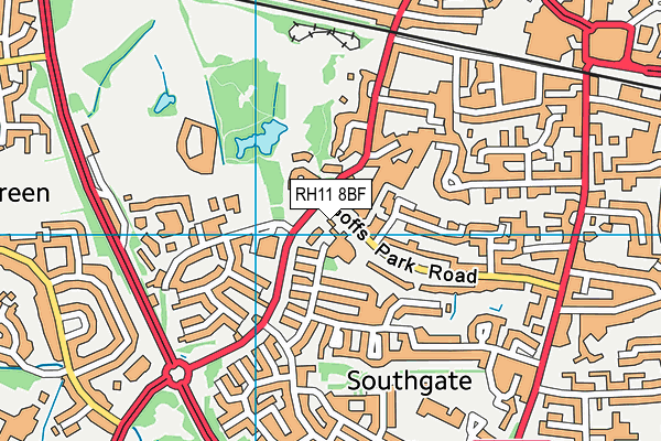 RH11 8BF map - OS VectorMap District (Ordnance Survey)