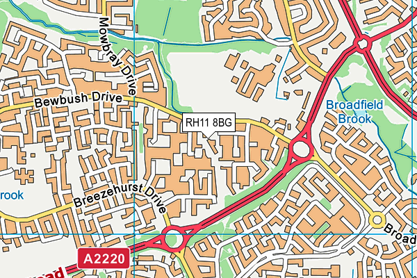 RH11 8BG map - OS VectorMap District (Ordnance Survey)