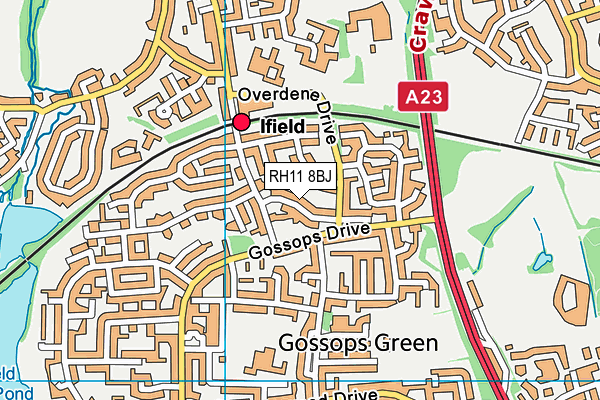 RH11 8BJ map - OS VectorMap District (Ordnance Survey)