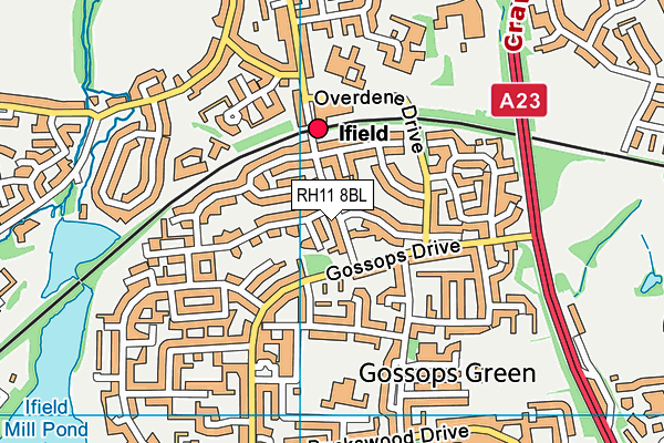 RH11 8BL map - OS VectorMap District (Ordnance Survey)