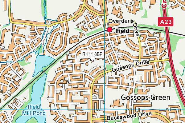 RH11 8BP map - OS VectorMap District (Ordnance Survey)