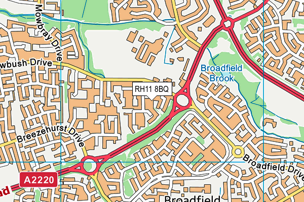 RH11 8BQ map - OS VectorMap District (Ordnance Survey)