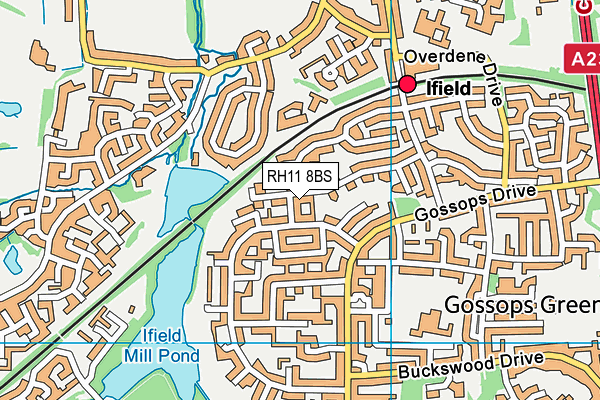 RH11 8BS map - OS VectorMap District (Ordnance Survey)