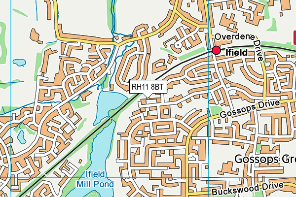RH11 8BT map - OS VectorMap District (Ordnance Survey)