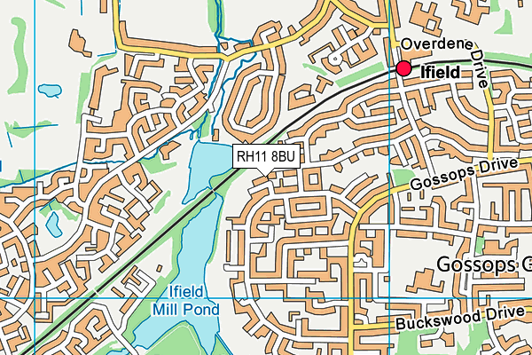 RH11 8BU map - OS VectorMap District (Ordnance Survey)