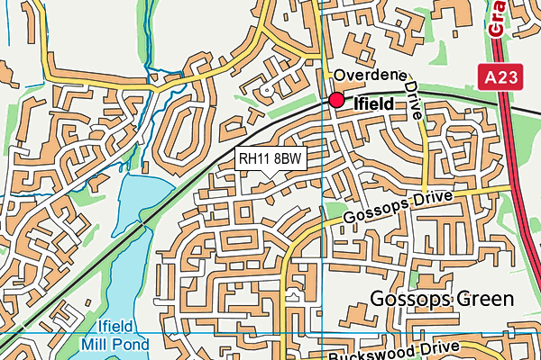 RH11 8BW map - OS VectorMap District (Ordnance Survey)