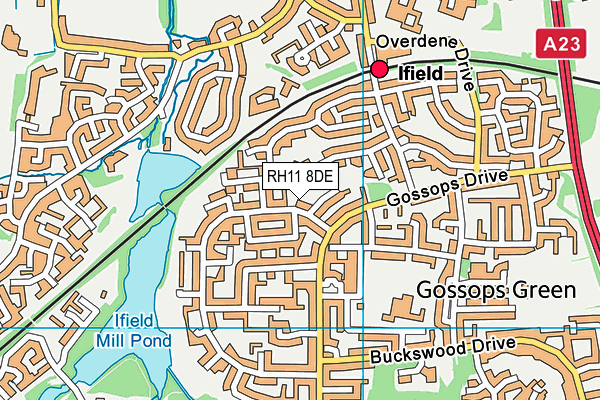RH11 8DE map - OS VectorMap District (Ordnance Survey)