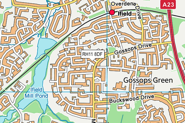 RH11 8DF map - OS VectorMap District (Ordnance Survey)