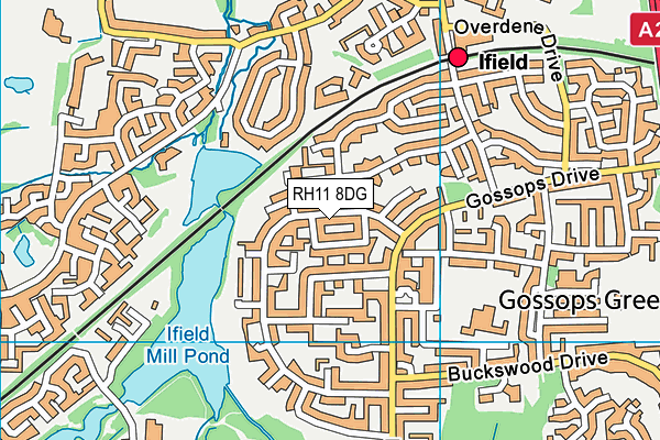 RH11 8DG map - OS VectorMap District (Ordnance Survey)